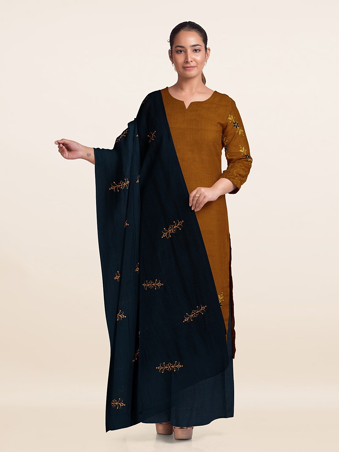 

Pothys Unstitched Dress Material, Mustard
