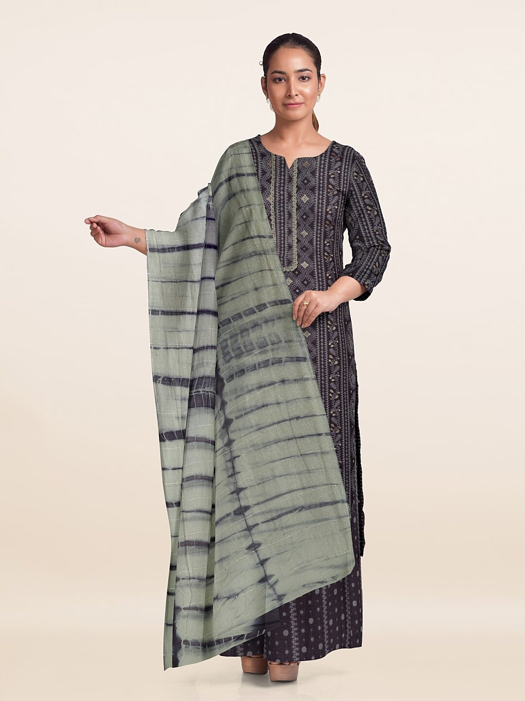 

Pothys Printed Unstitched Dress Material, Taupe