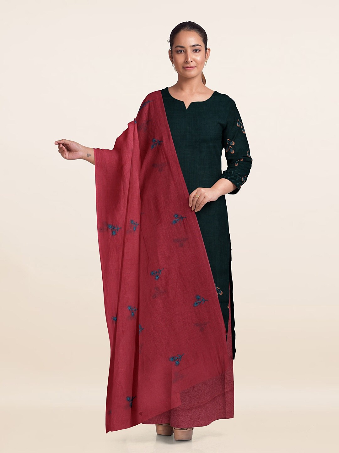 

Pothys Unstitched Dress Material, Green