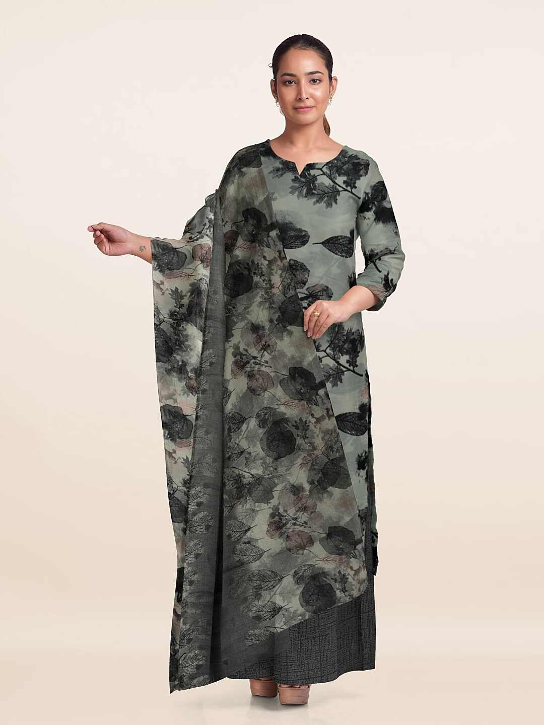 

Pothys Unstitched Dress Material, Grey