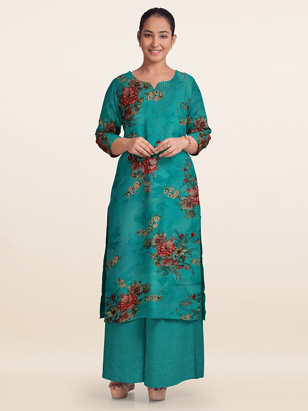 

Pothys Unstitched Dress Material, Blue