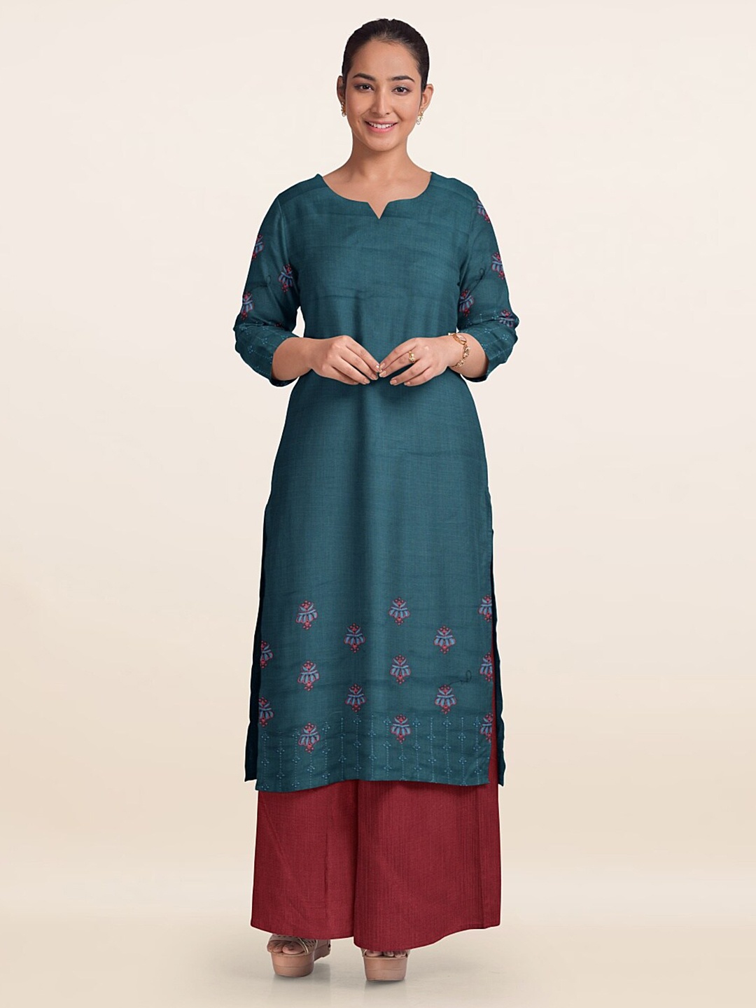 

Pothys Unstitched Dress Material, Blue