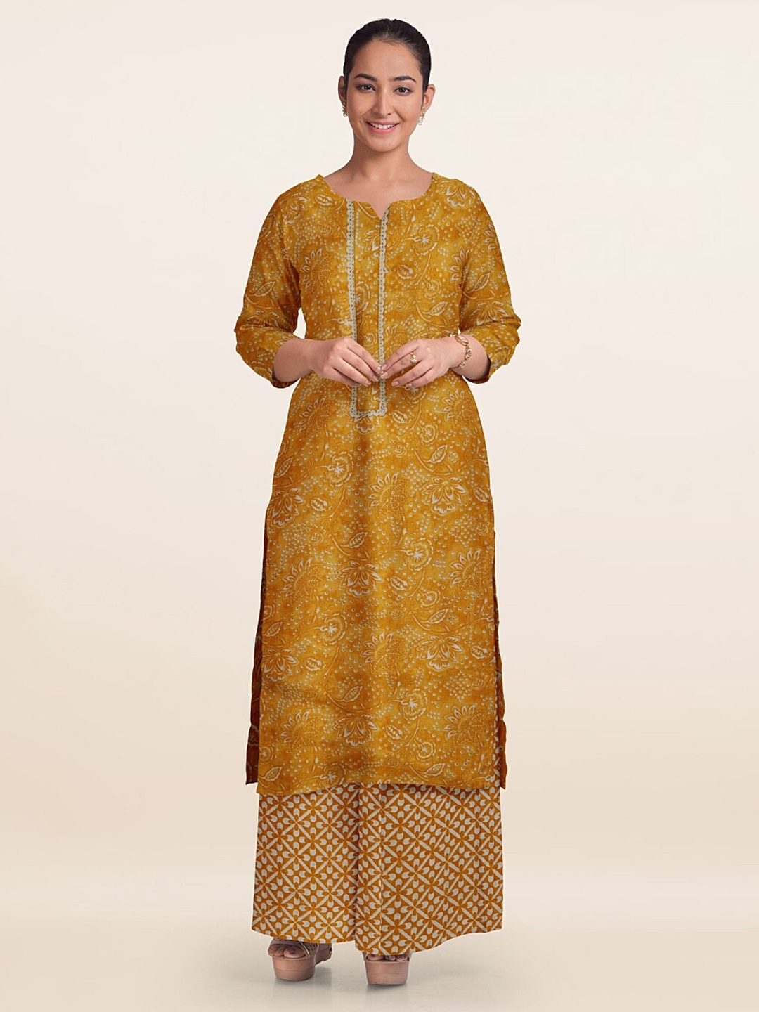 

Pothys Unstitched Dress Material, Yellow