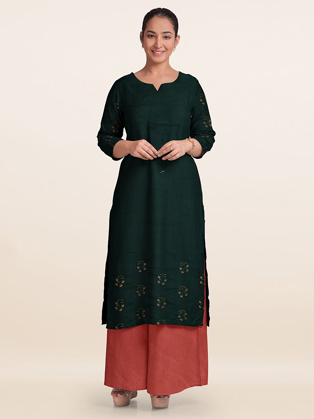 

Pothys Unstitched Dress Material, Green