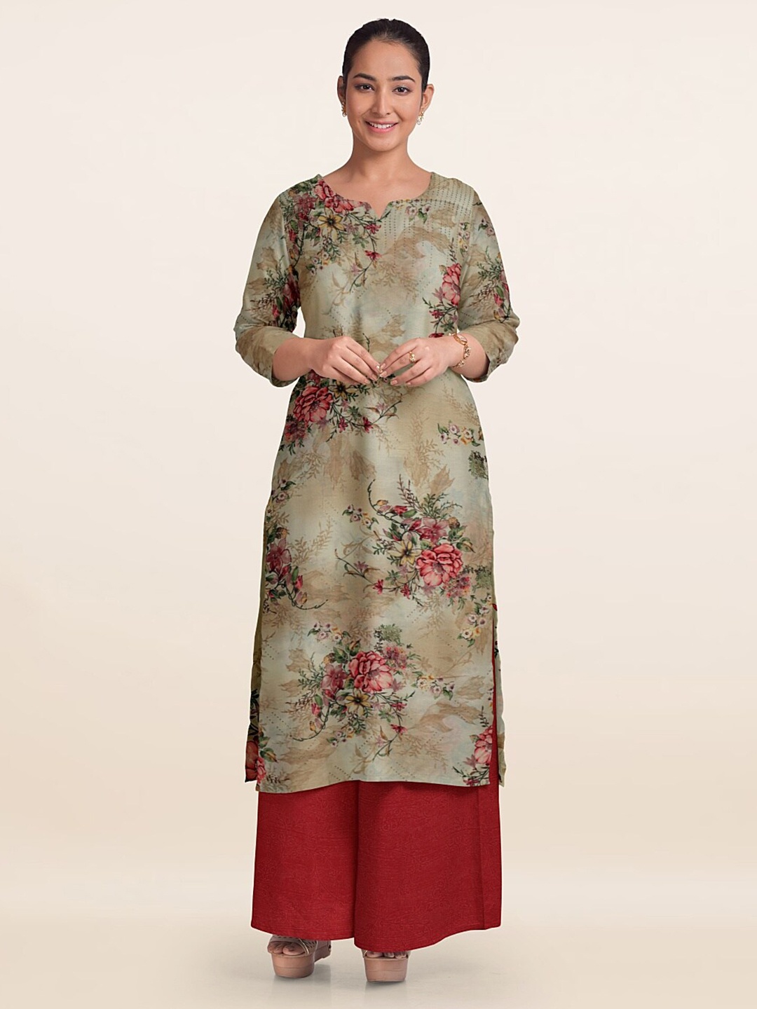 

Pothys Unstitched Dress Material, Cream
