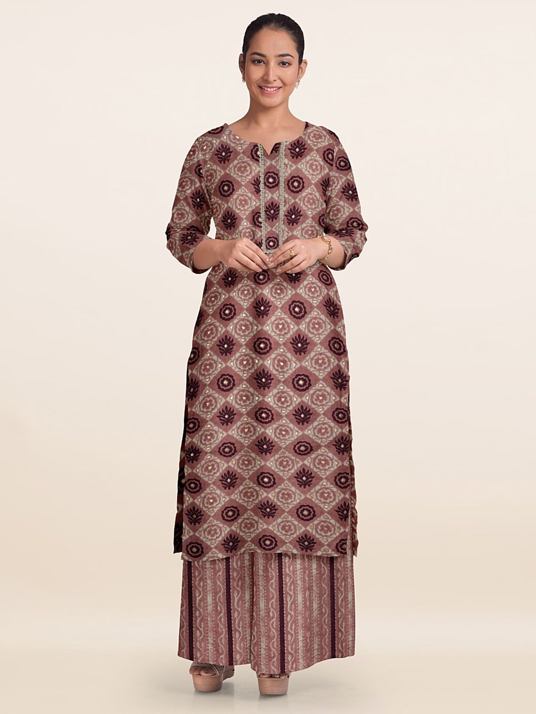 

Pothys Unstitched Dress Material, Peach
