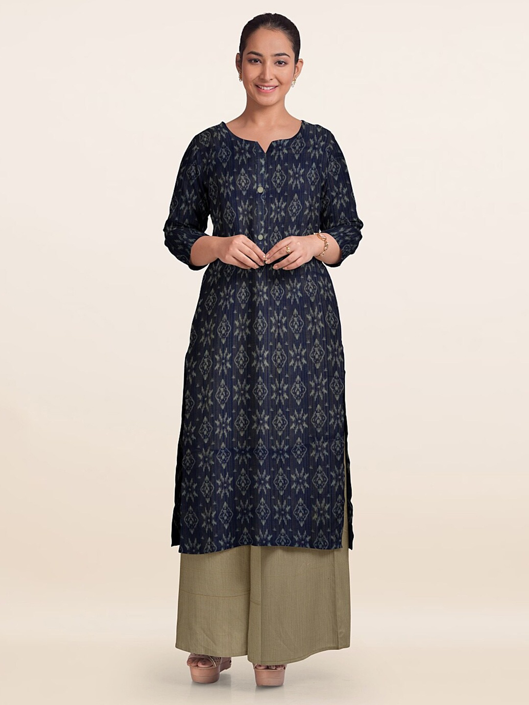 

Pothys Unstitched Dress Material, Navy blue
