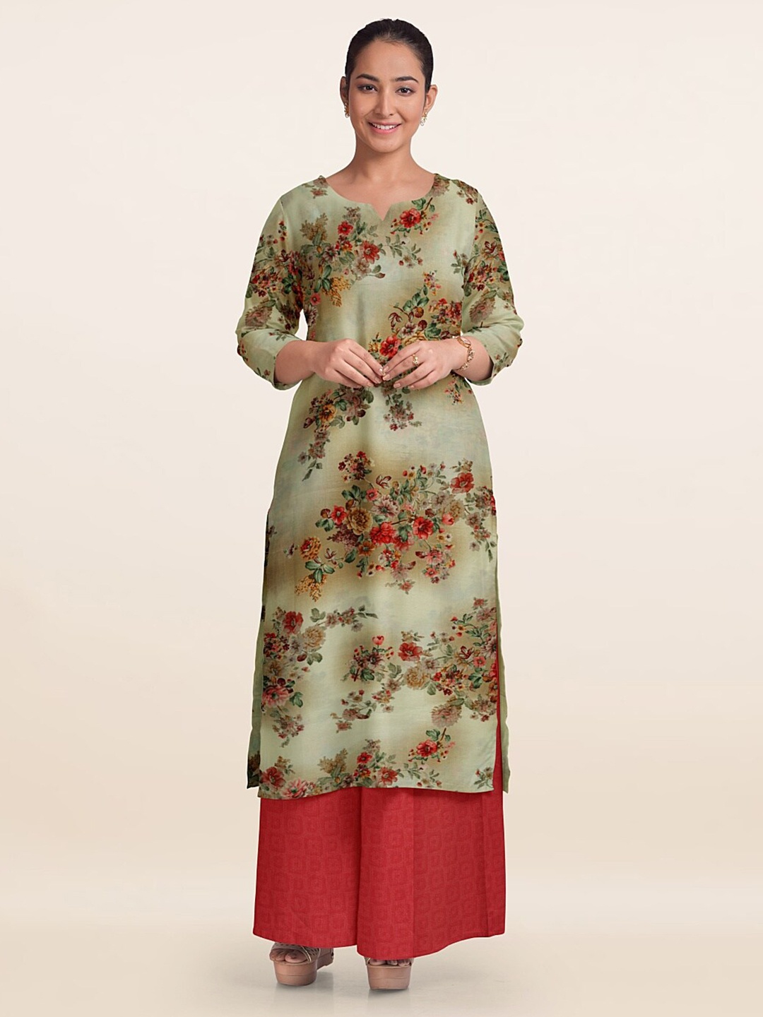 

Pothys Printed Unstitched Dress Material, Cream