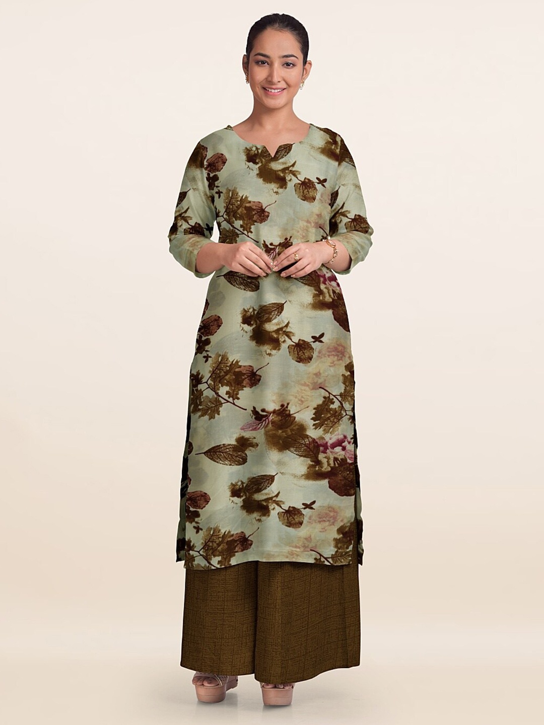 

Pothys Printed Unstitched Dress Material, Green