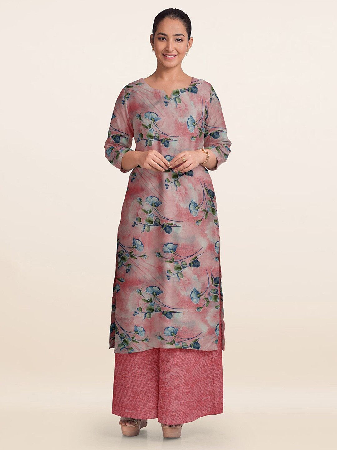 

Pothys Printed Unstitched Dress Material, Pink
