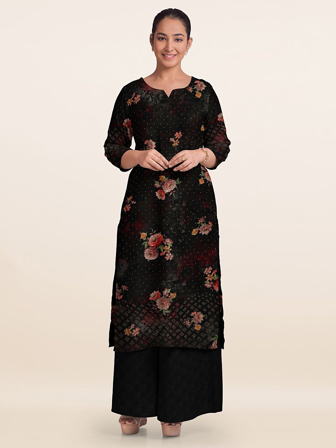 

Pothys Floral Printed Unstitched Dress Material, Brown