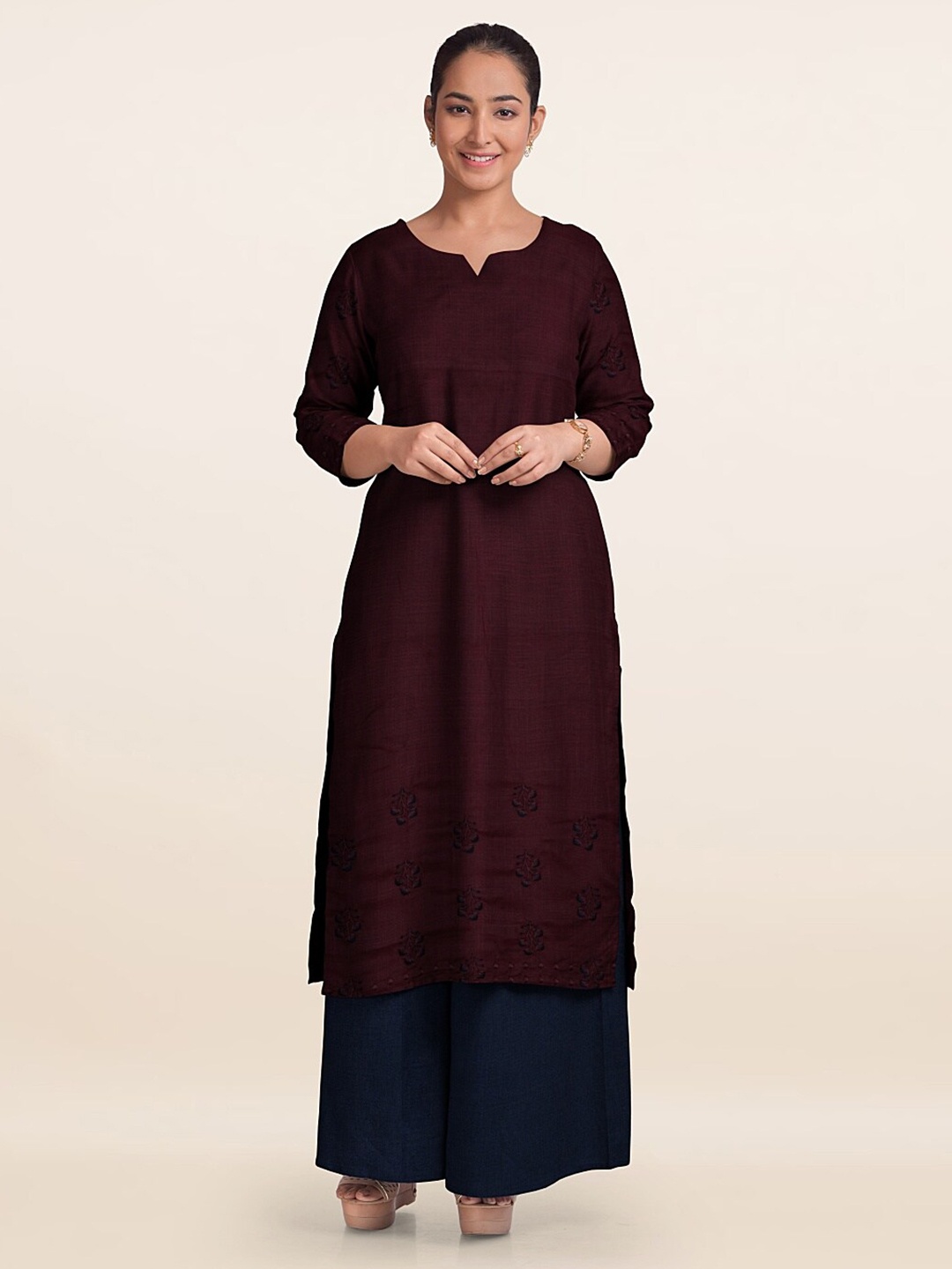 

Pothys Unstitched Dress Material, Maroon