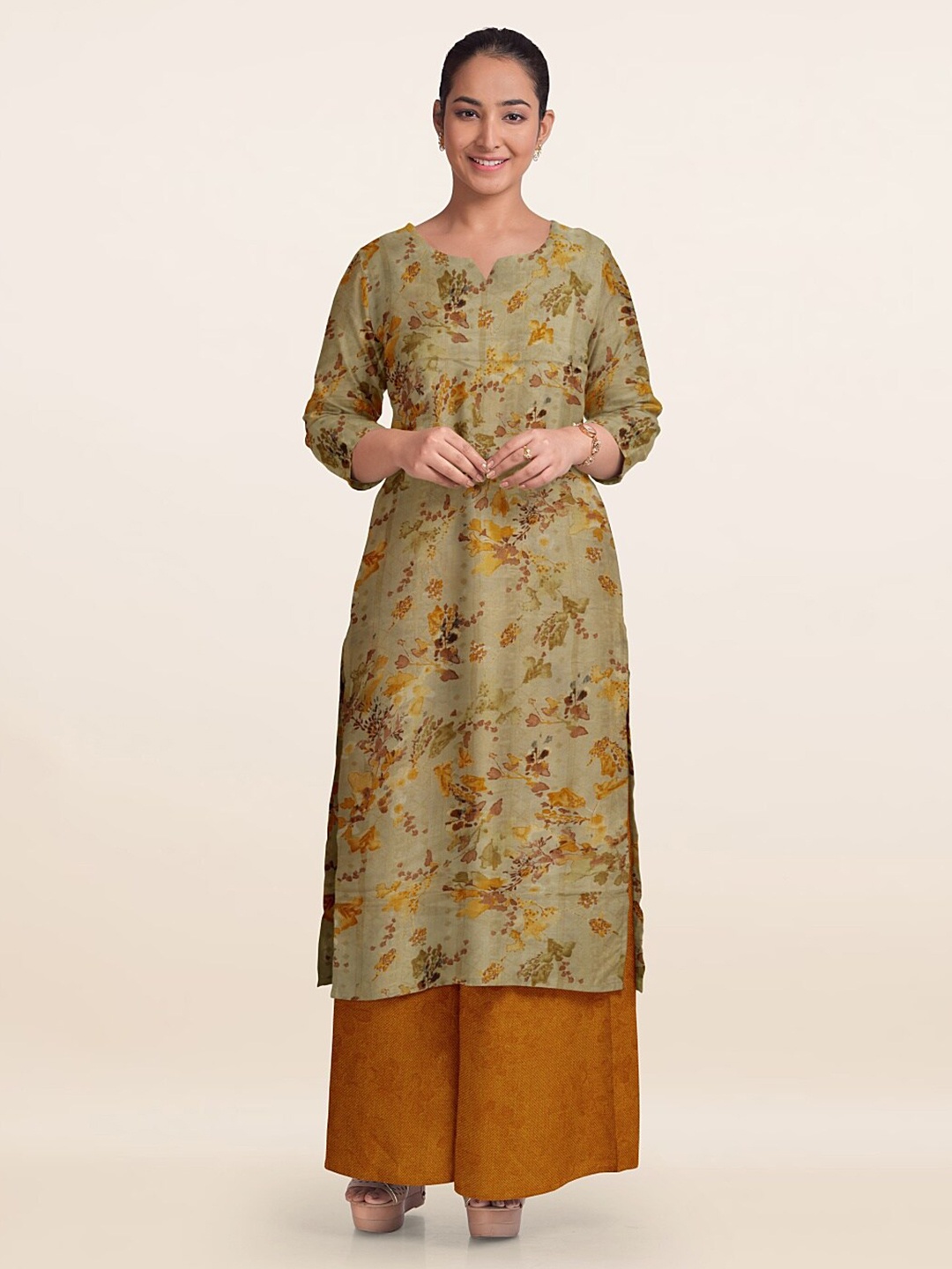 

Pothys Printed Unstitched Dress Material, Cream