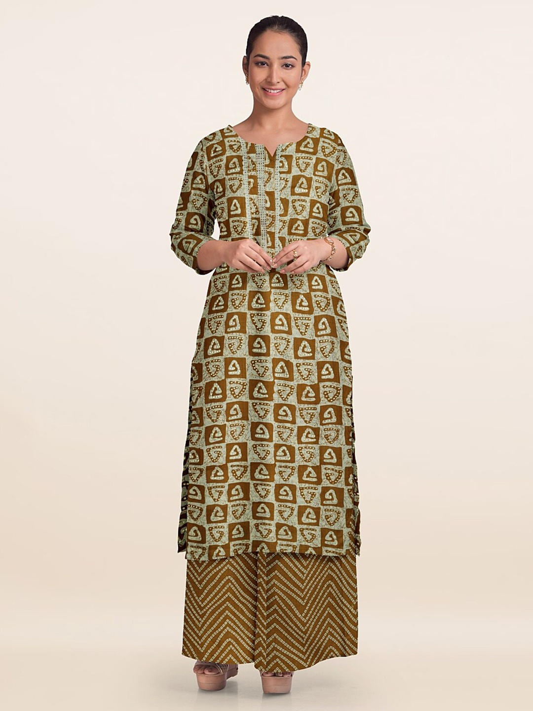 

Pothys Printed Unstitched Dress Material, Mustard