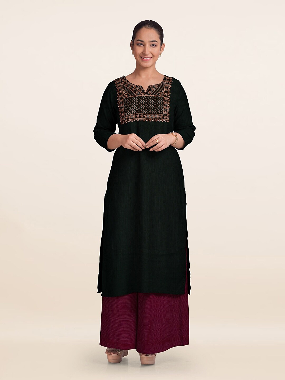 

Pothys Embroidered Unstitched Dress Material, Green