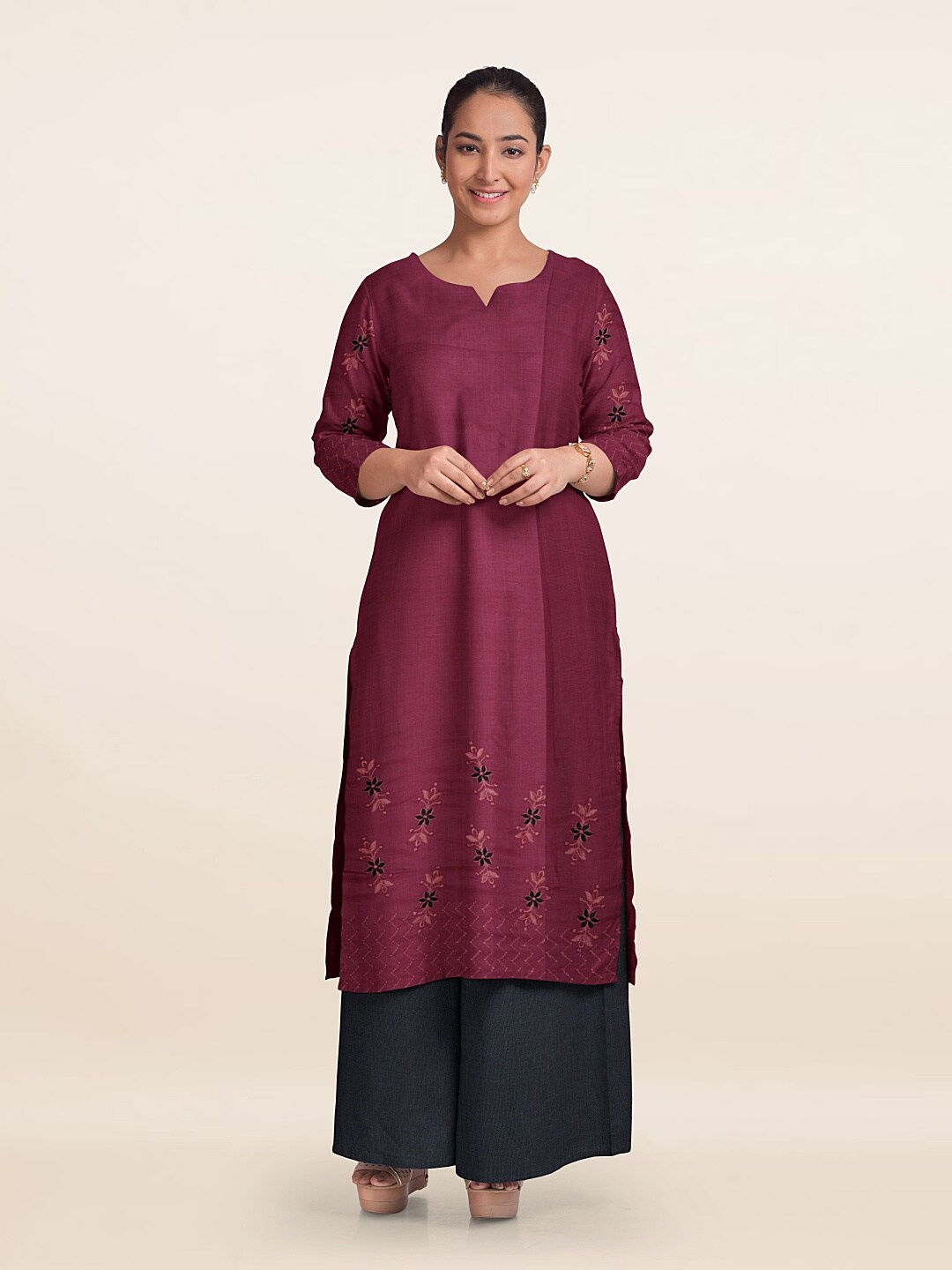 

Pothys Embroidered Unstitched Dress Material, Pink
