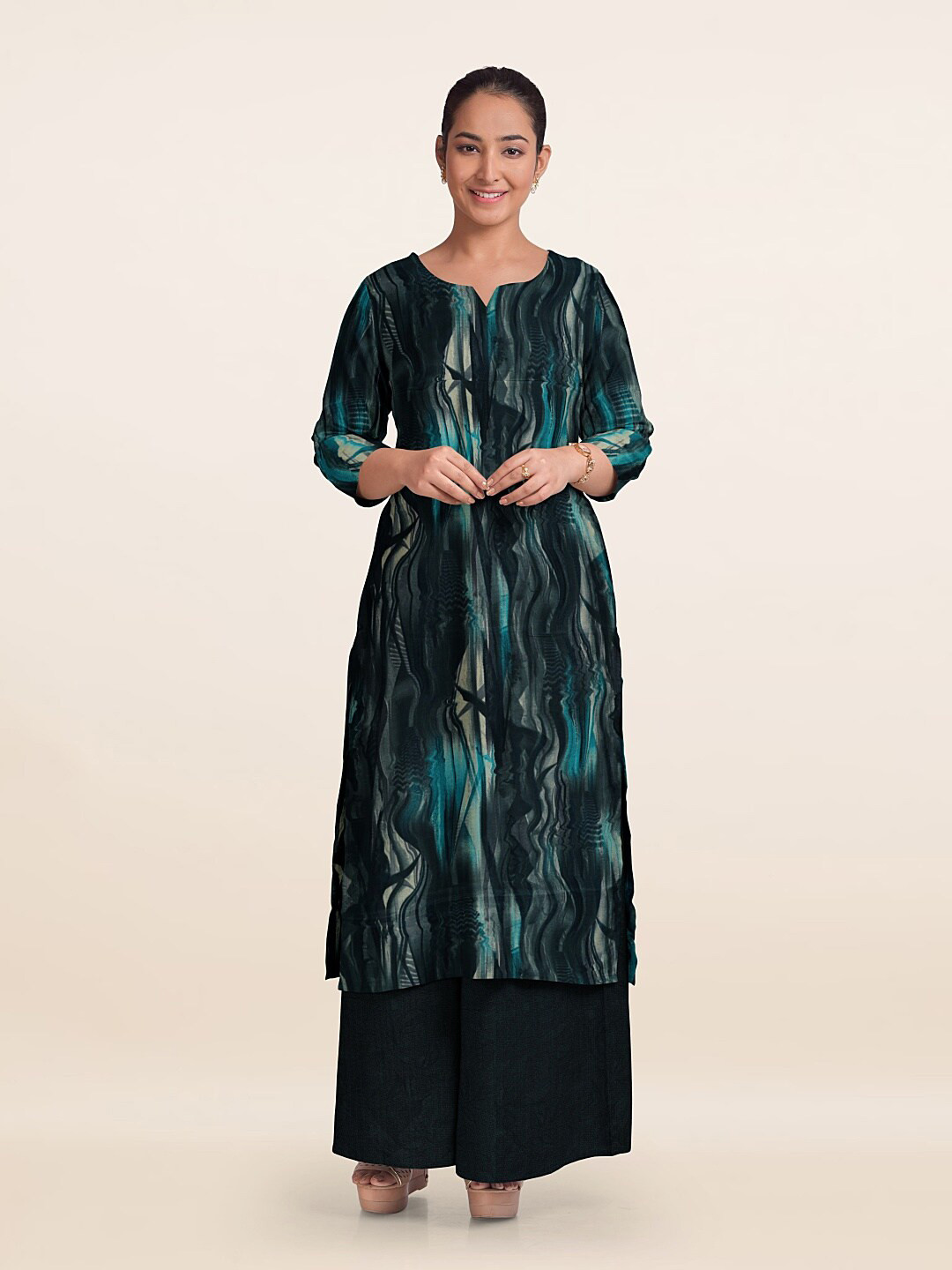 

Pothys Printed Unstitched Dress Material, Black