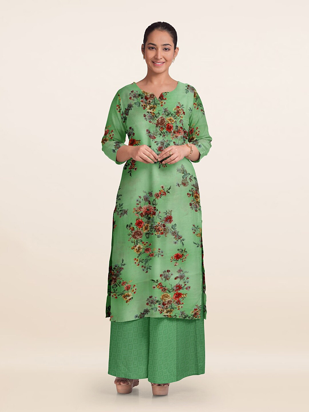 

Pothys Unstitched Dress Material, Green