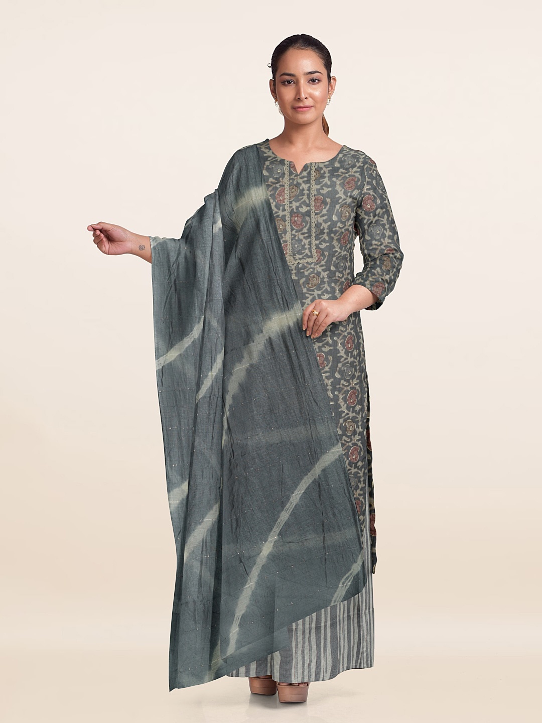

Pothys Unstitched Dress Material, Grey