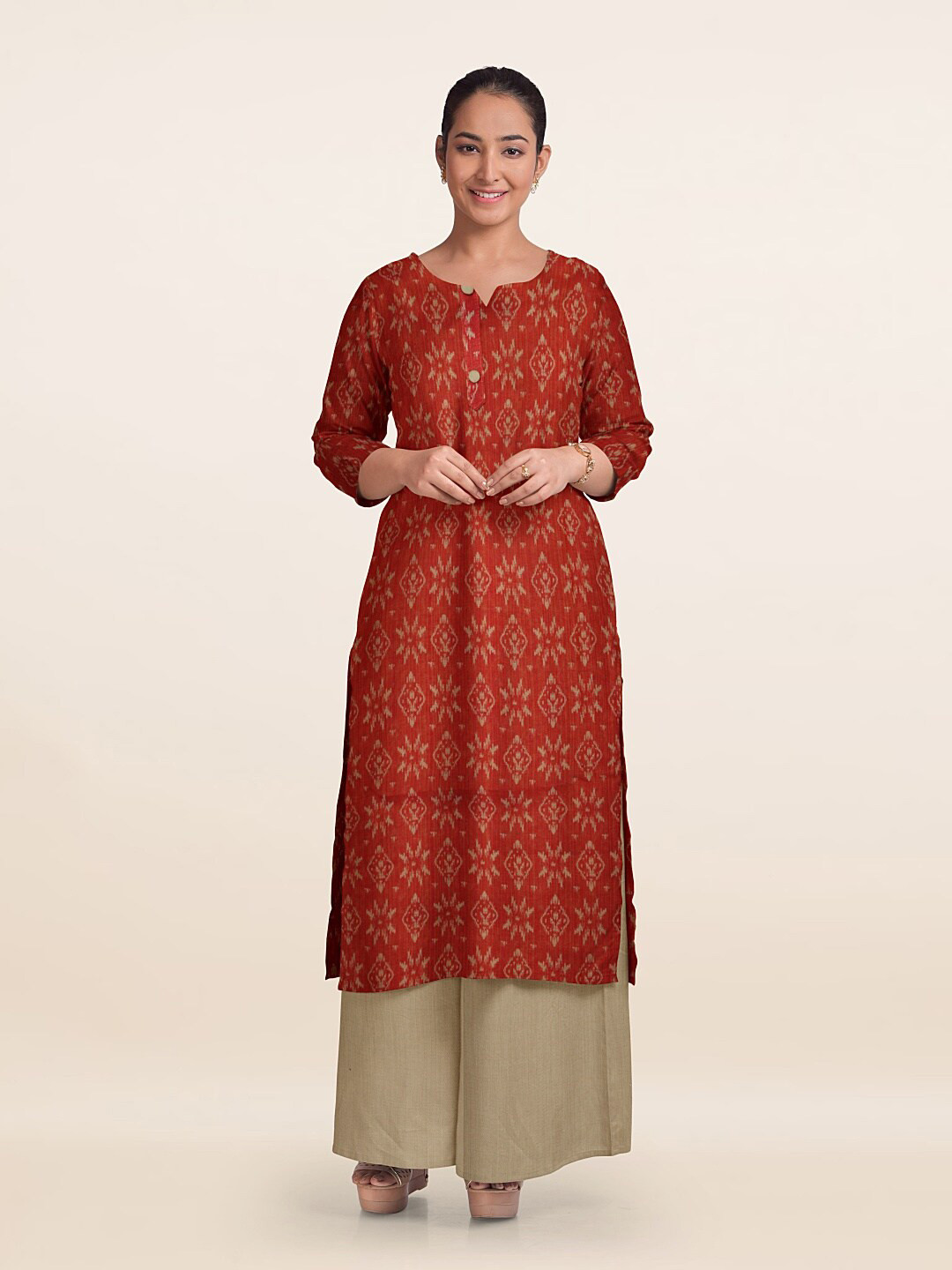 

Pothys Unstitched Dress Material, Red
