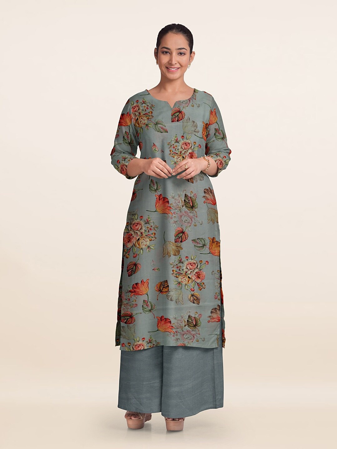 

Pothys Printed Unstitched Dress Material, Grey