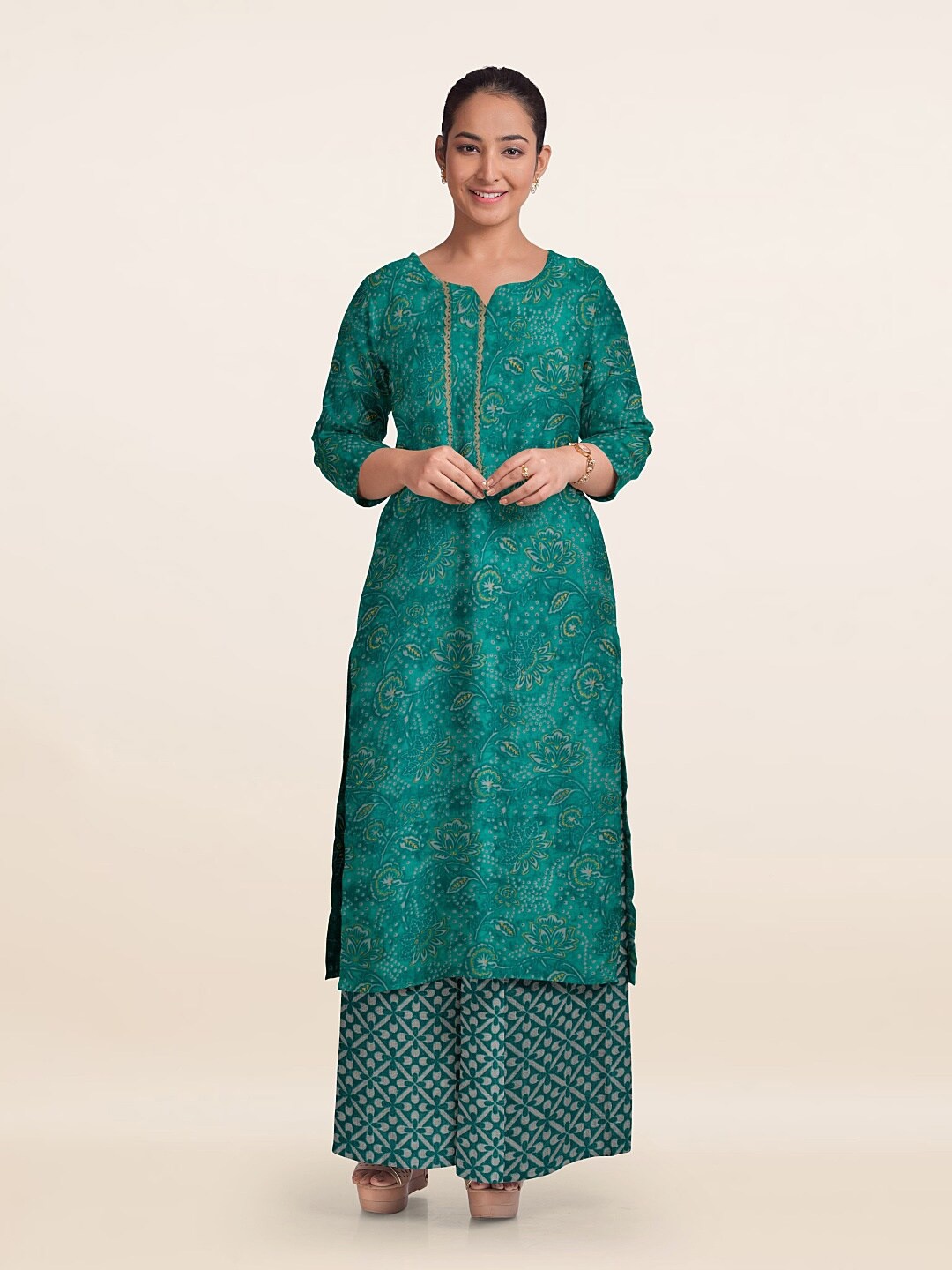 

Pothys Unstitched Dress Material, Green