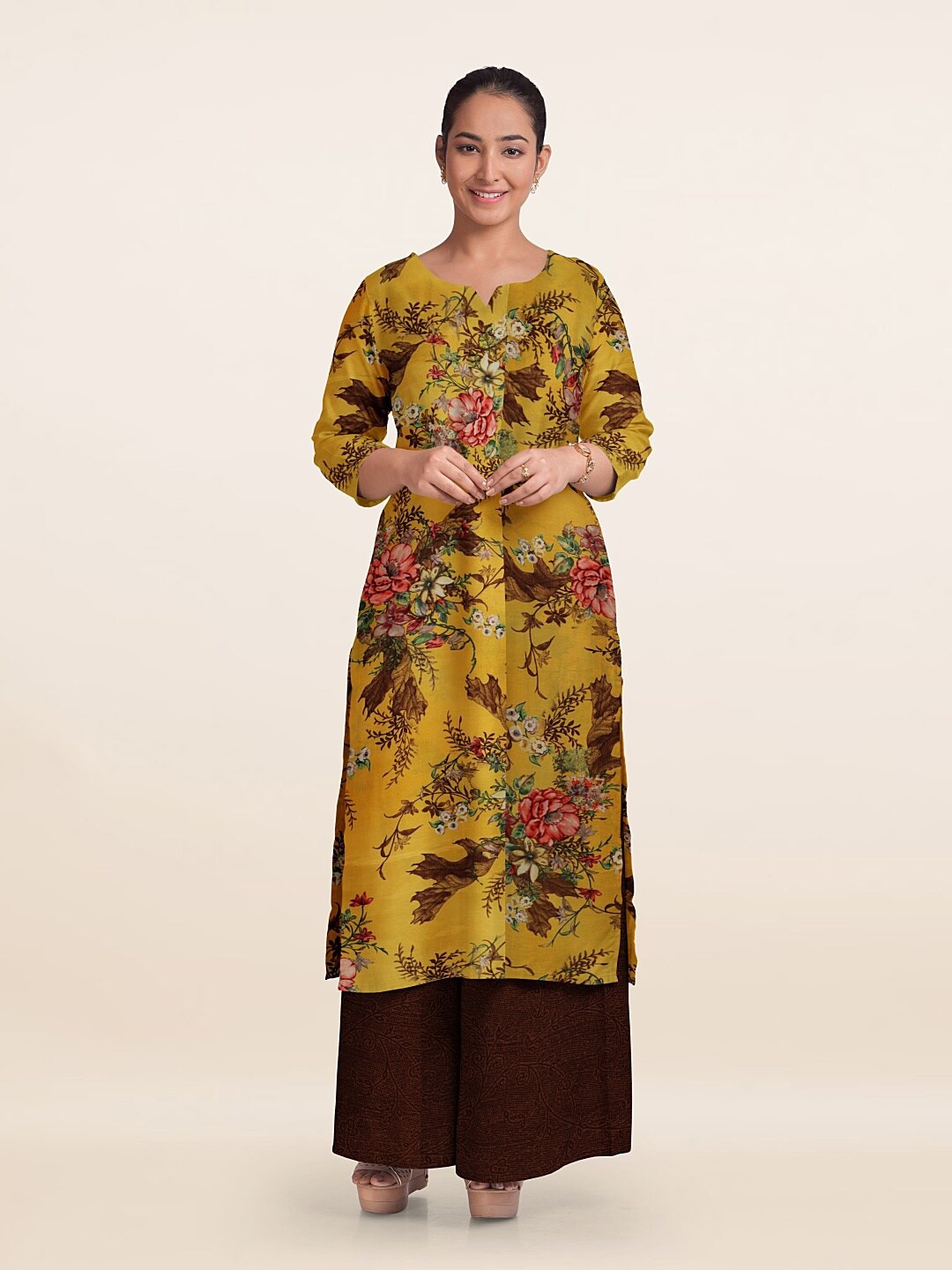 

Pothys Unstitched Dress Material, Yellow