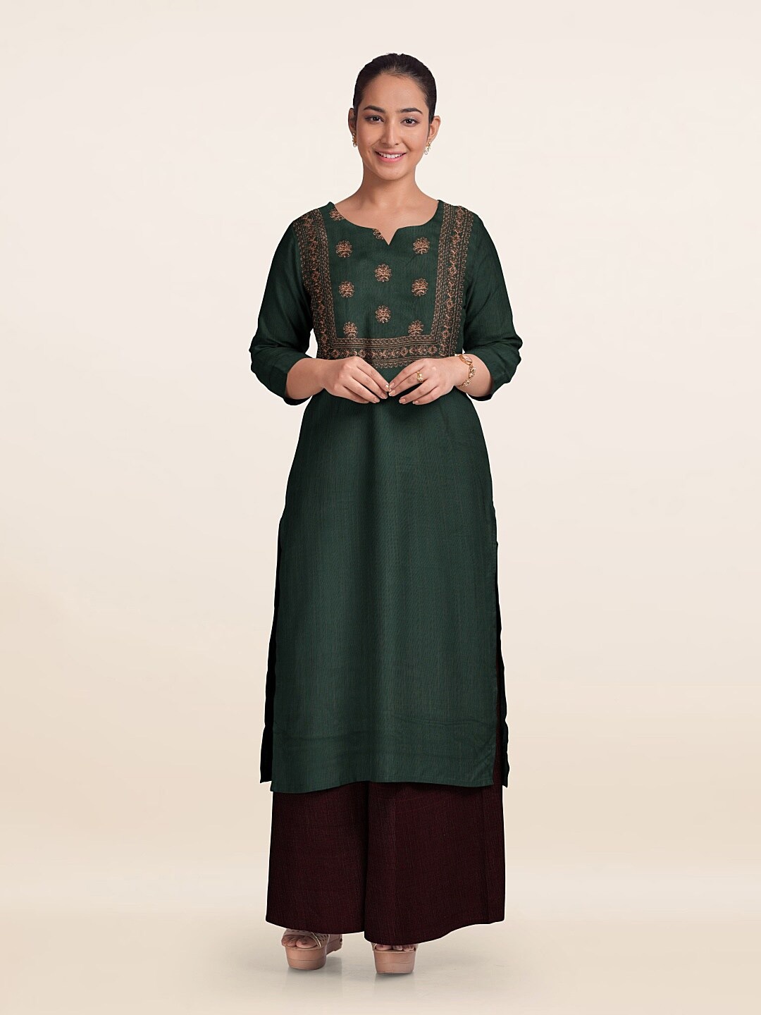 

Pothys Embroidered Unstitched Dress Material, Green