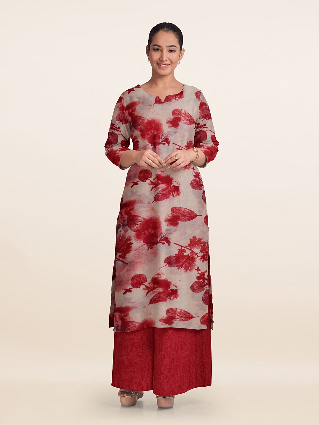 

Pothys Printed Unstitched Dress Material, Pink