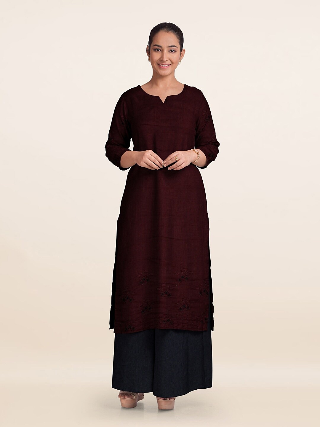 

Pothys Unstitched Dress Material, Maroon