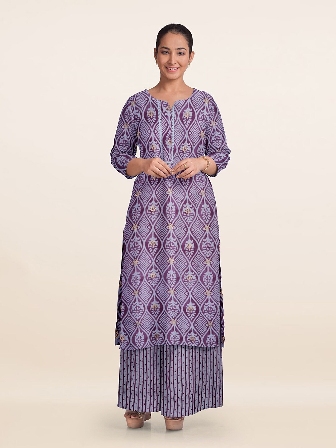 

Pothys Printed Unstitched Dress Material, Lavender