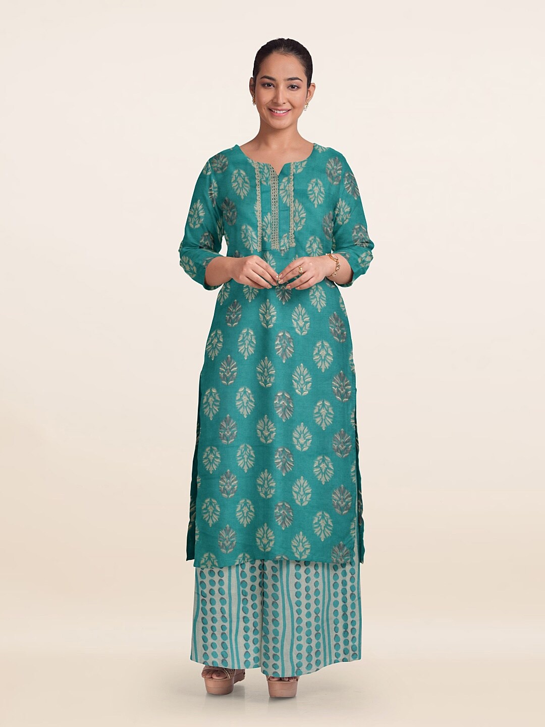 

Pothys Printed Unstitched Dress Material, Blue