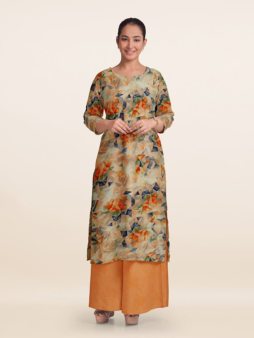 

Pothys Printed Unstitched Dress Material, Cream