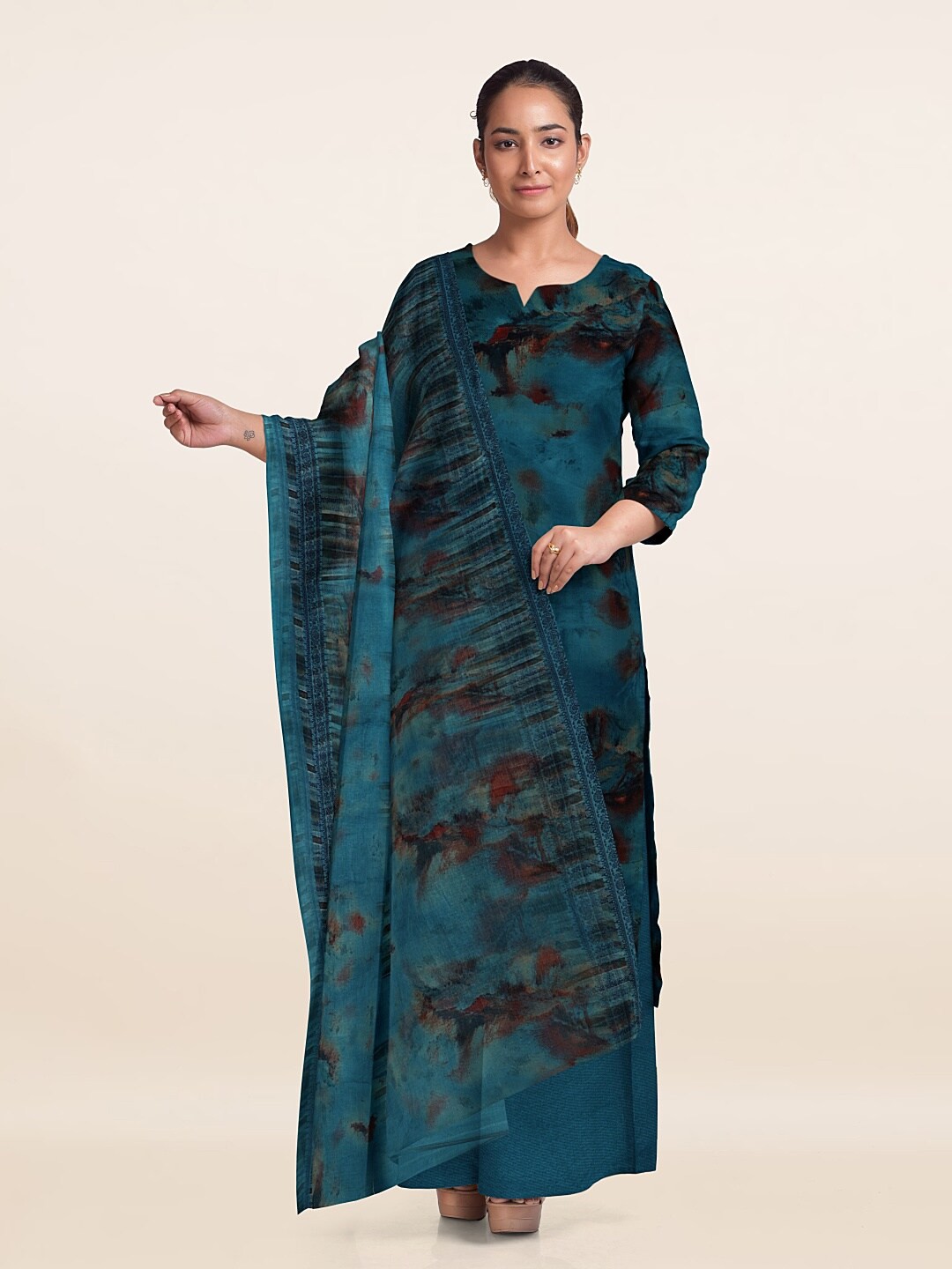 

Pothys Unstitched Dress Material, Blue