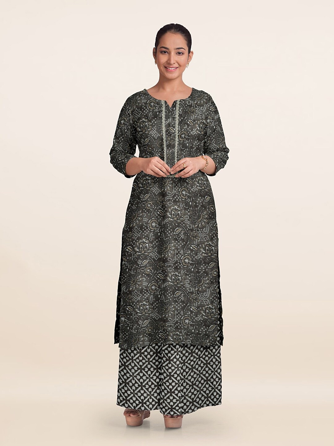 

Pothys Unstitched Dress Material, Grey
