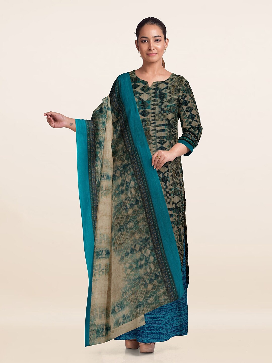 

Pothys Unstitched Dress Material, Blue