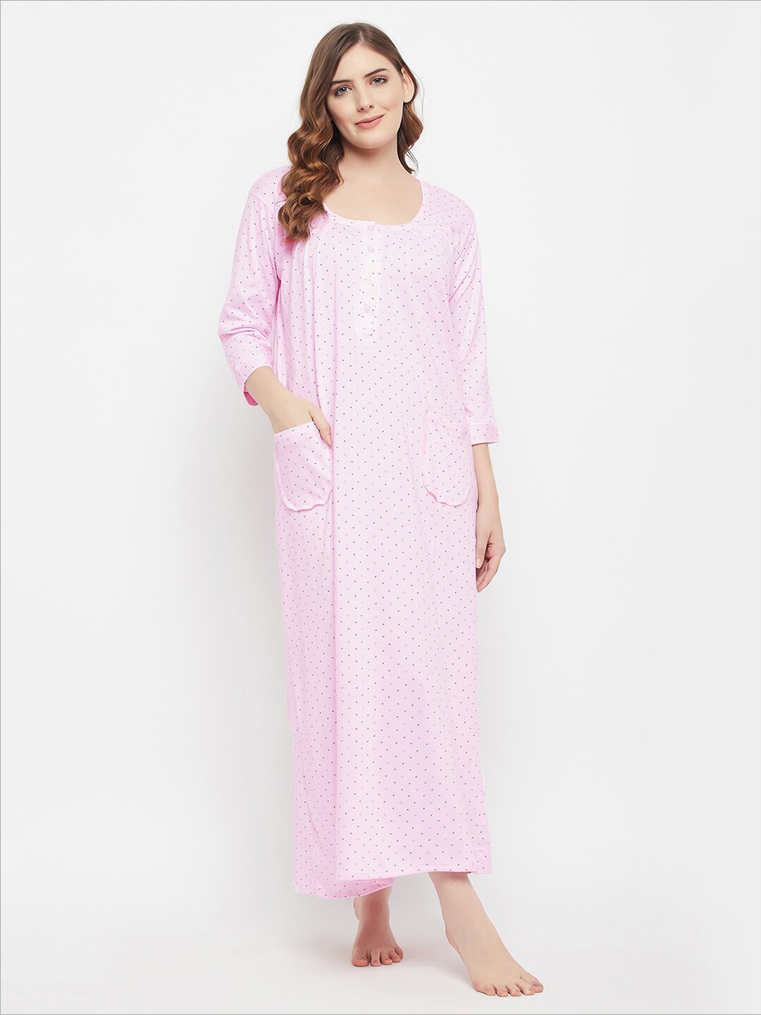 

Clovia Print Me Pretty Cotton Rich Maxi Nightdress, Pink