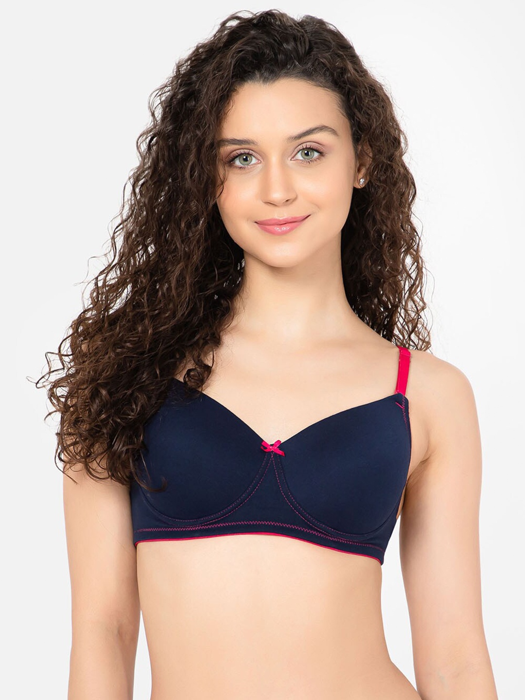 

Clovia Padded Non-Wired Full Cup Multiway T-shirt Bra, Navy blue