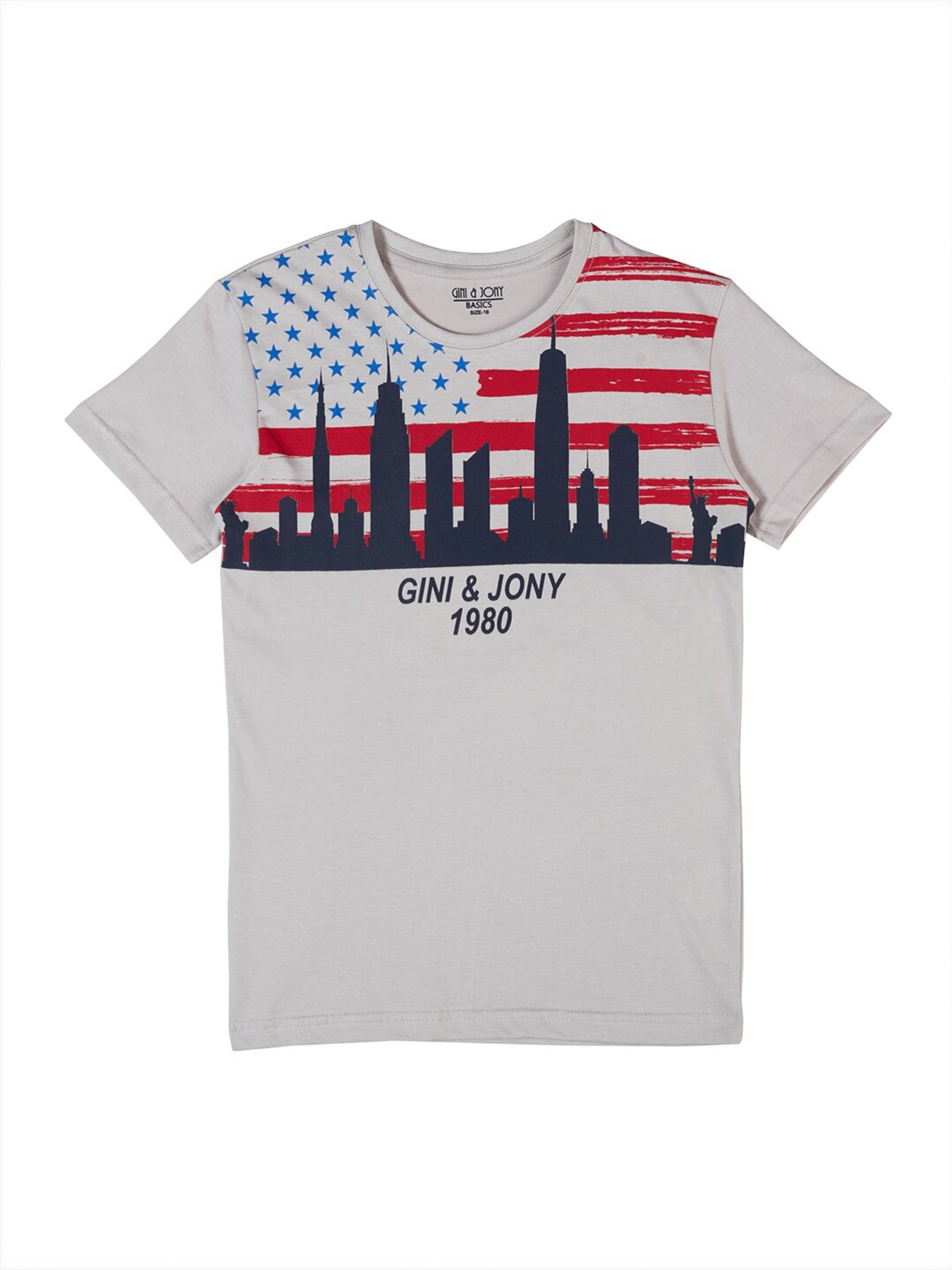 

Gini and Jony Boys Graphic Printed Cotton T-shirt, Grey