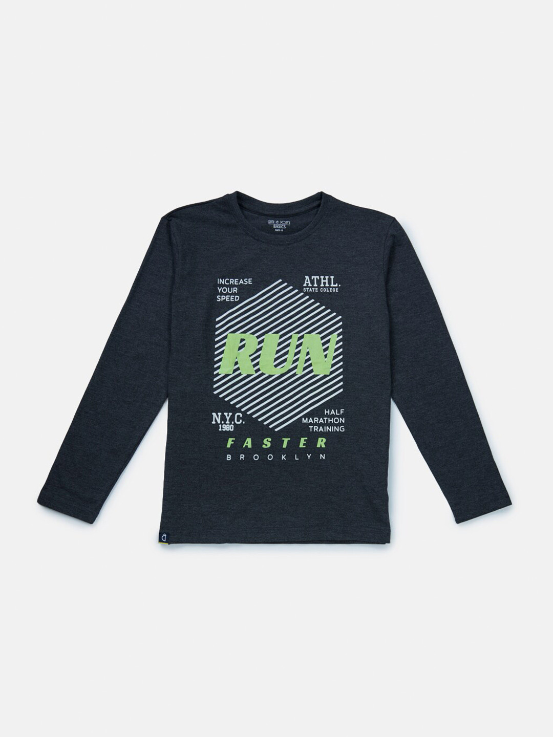 

Gini and Jony Boys Round Neck Typography Printed Cotton T-shirt, Black