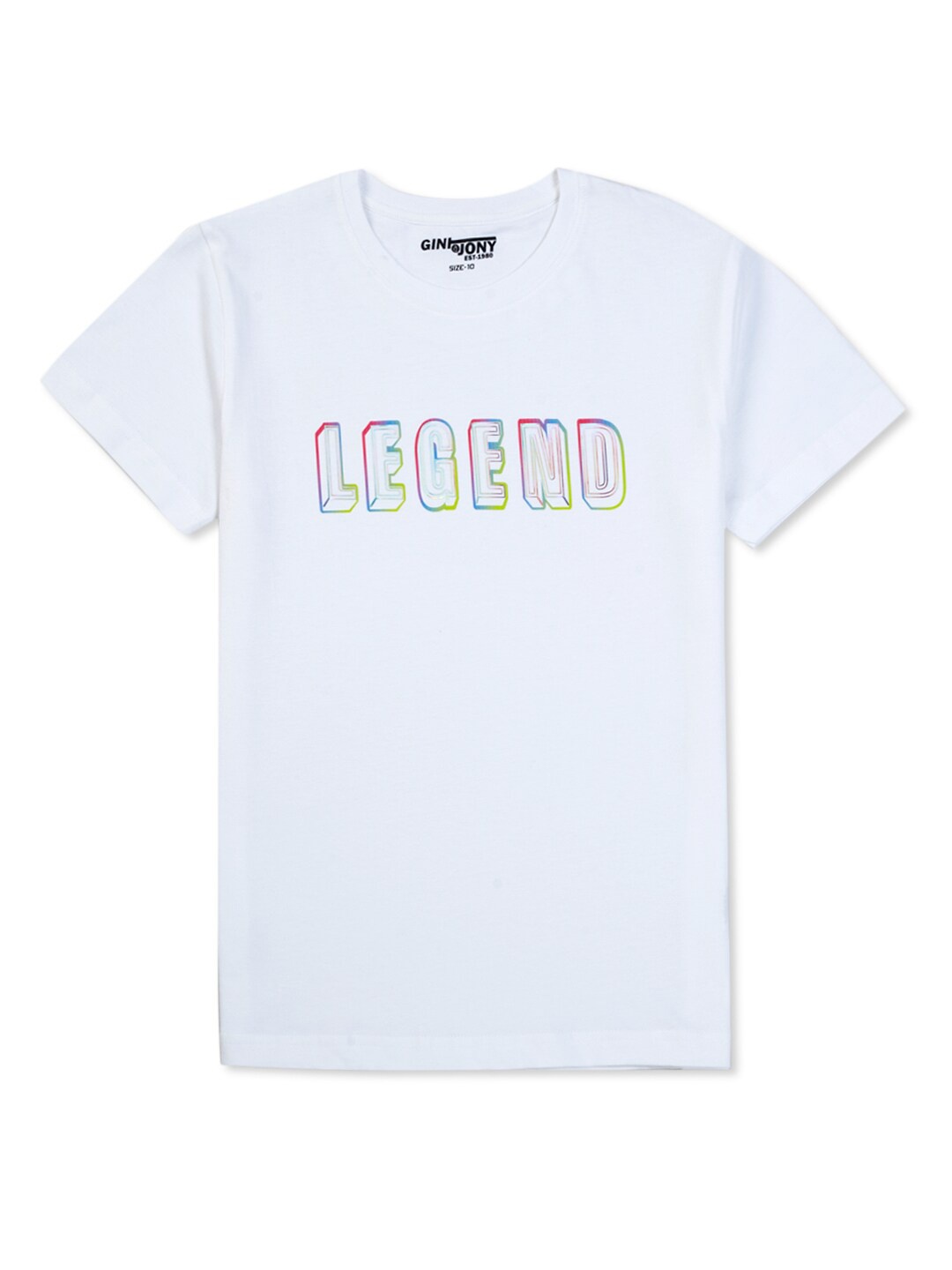 

Gini and Jony Boys Typography Printed Cotton T-shirt, White