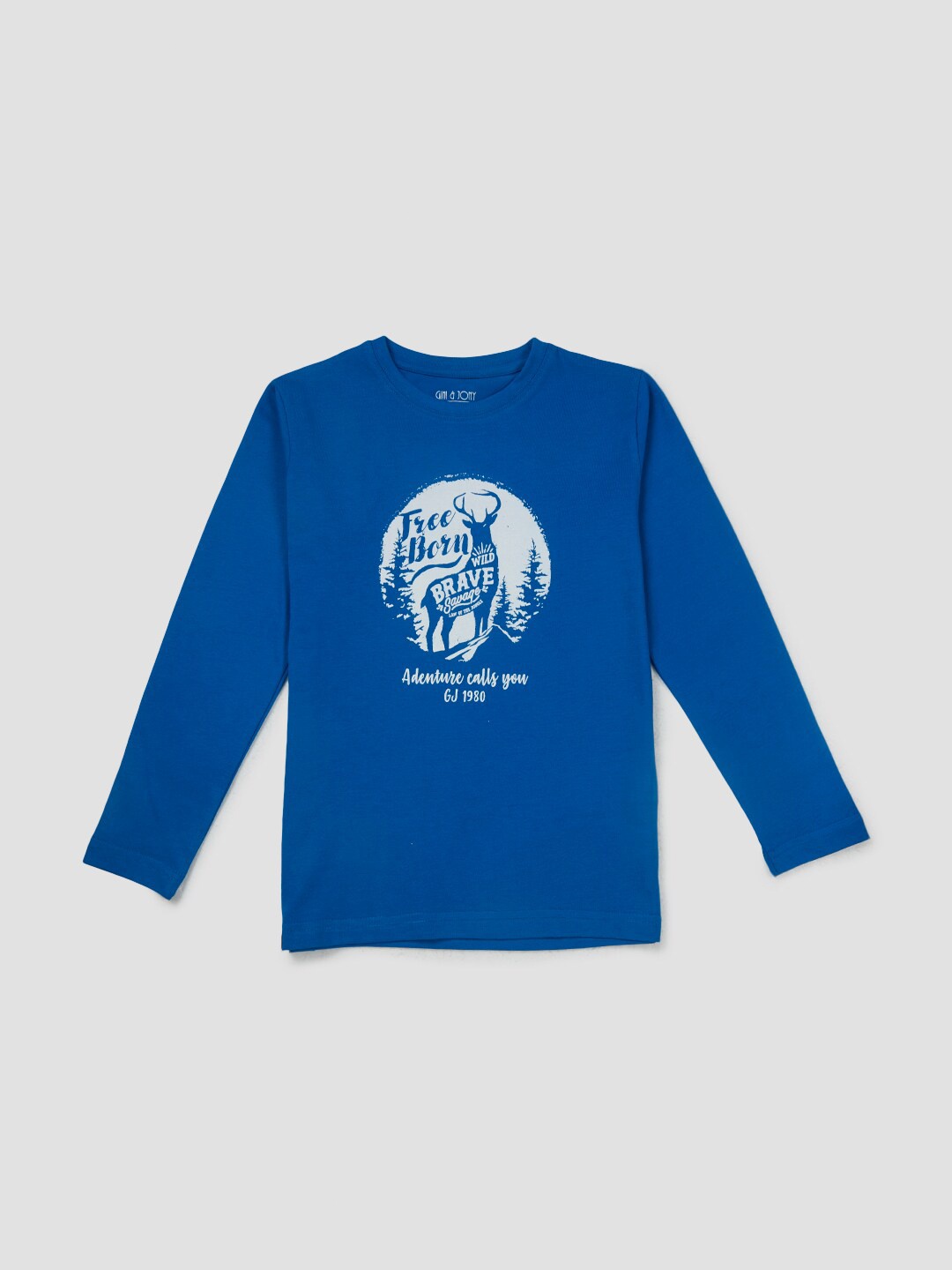 

Gini and Jony Boys Round Neck Printed CottonT-shirt, Blue