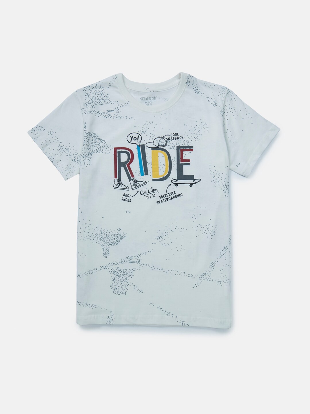

Gini and Jony Boys Typography Printed Cotton T-shirt, Grey