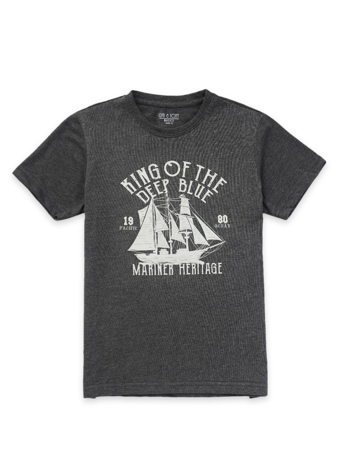 

Gini and Jony Boys Round Neck Cotton T-shirt, Black
