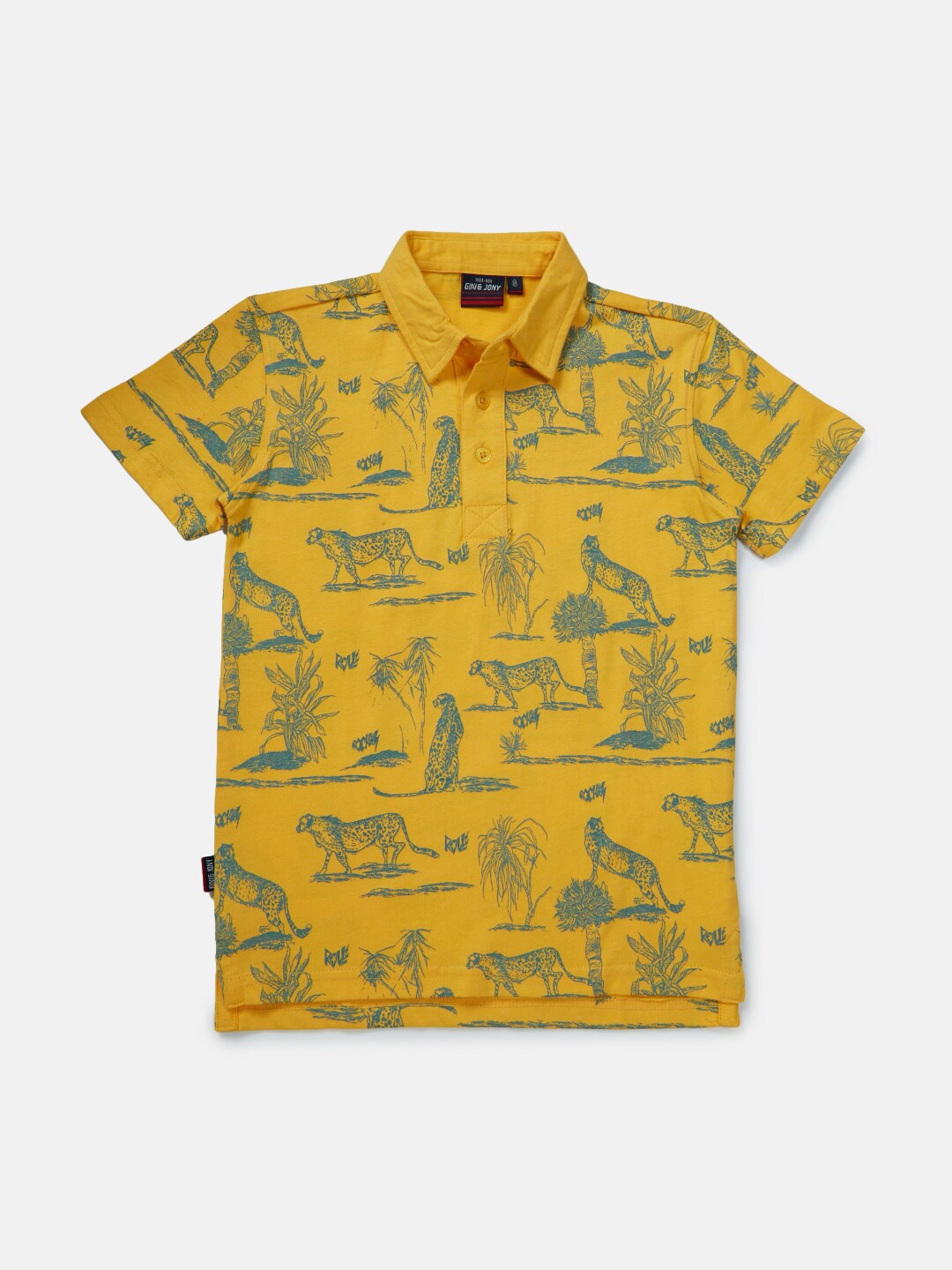 

Gini and Jony Boys Printed Polo Collar Cotton T-shirt, Yellow