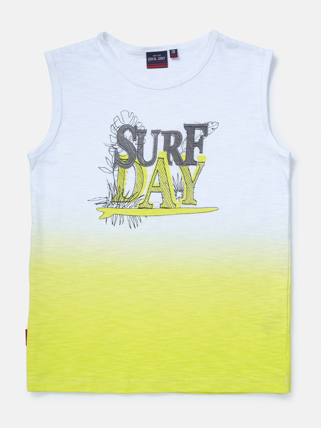 

Gini and Jony Boys Typography Printed T-shirt, Yellow