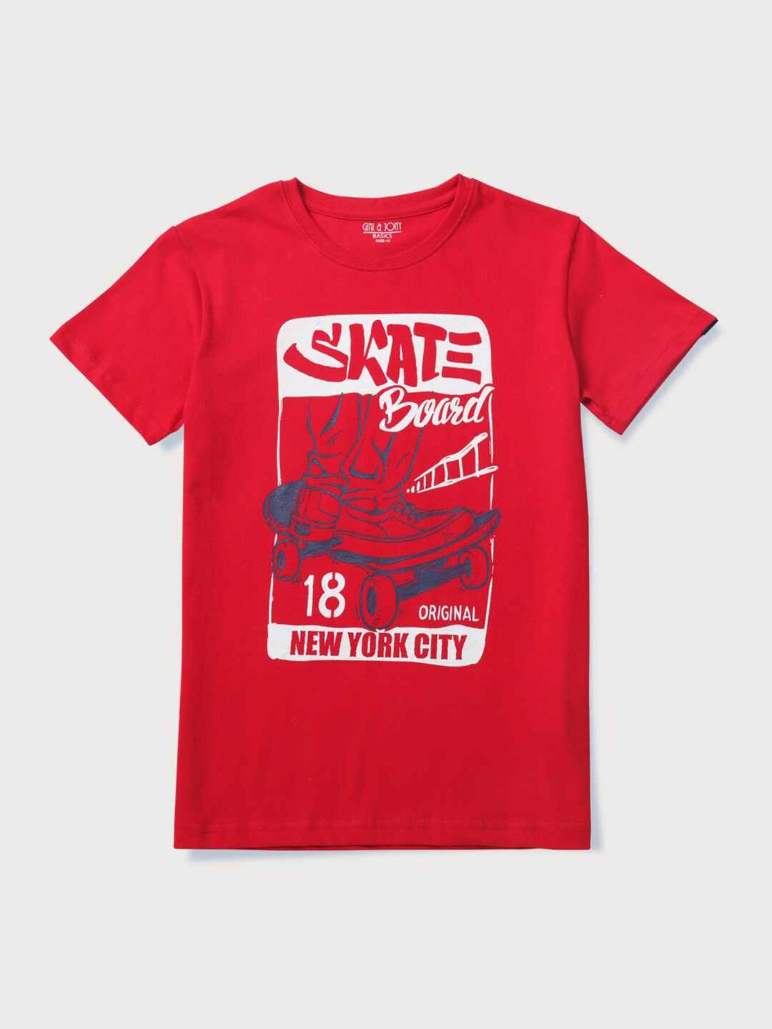 

Gini and Jony Boys Printed T-shirt, Red