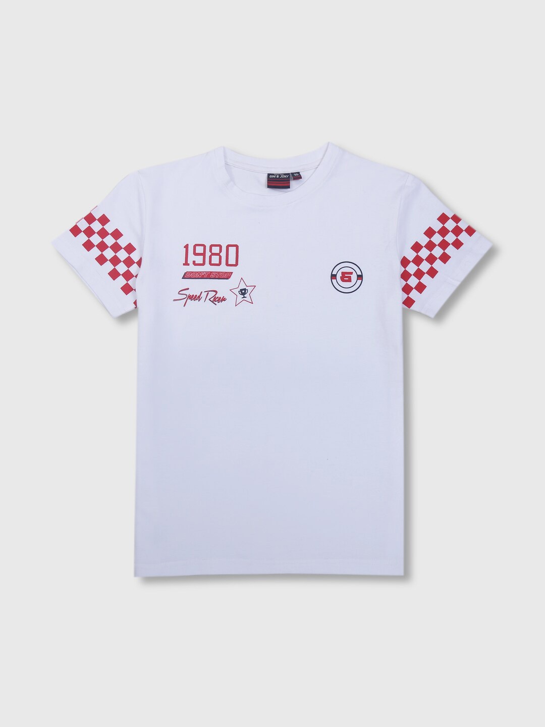 

Gini and Jony Boys Cotton Typography Printed T-shirt, White