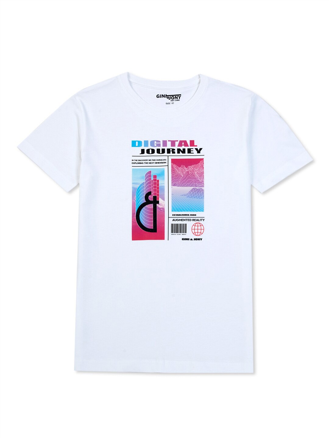 

Gini and Jony Boys Printed Cotton T-shirt, White