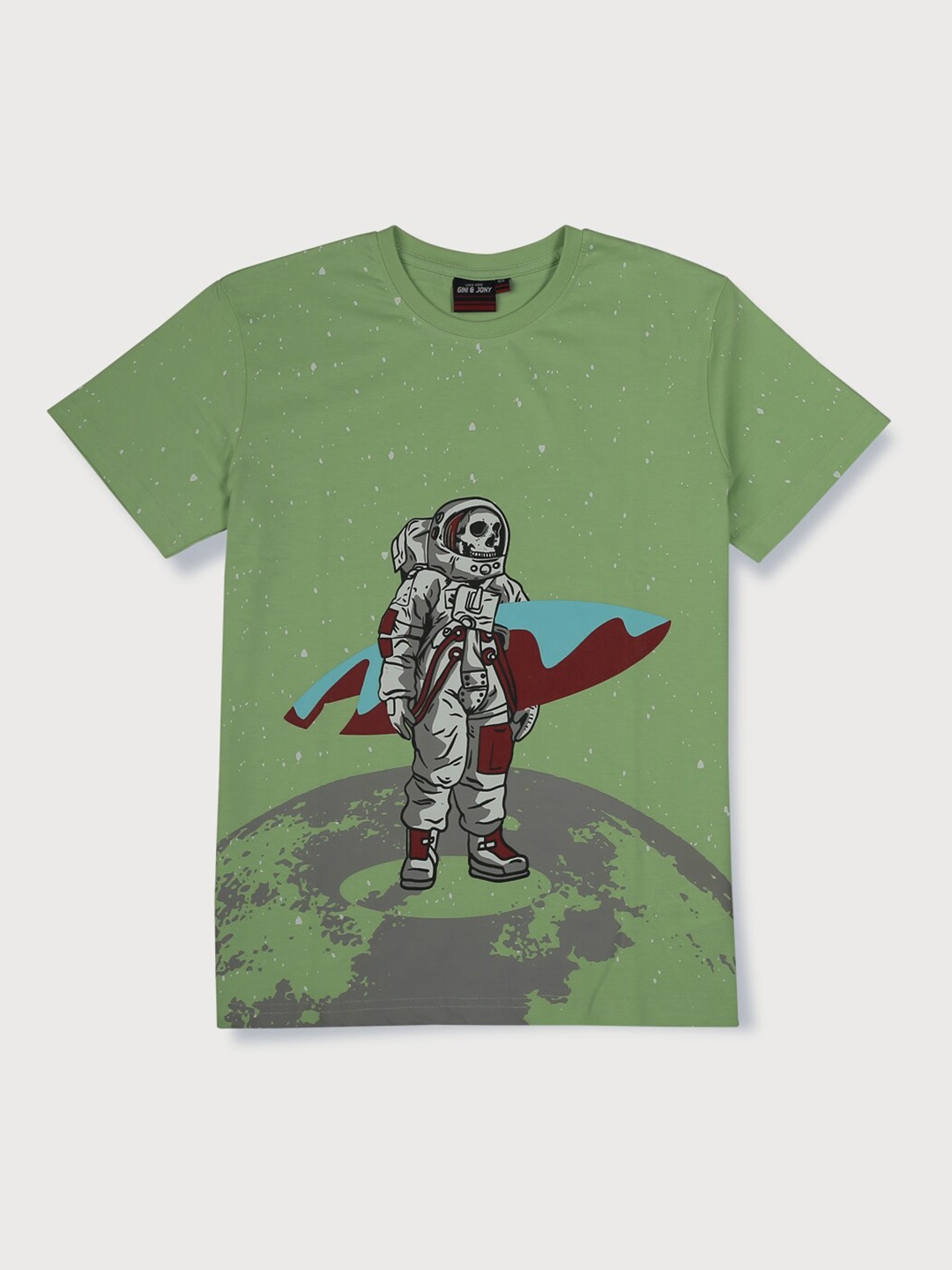 

Gini and Jony Boys Graphic Printed Cotton T-shirt, Green
